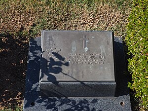 Colour photo of a grave marking