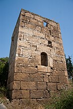 The medieval tower of Achinos, built by reusing ancient material (spolia)