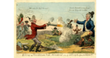 Satirische Darstellung des Duells zwischen Castlereagh und Canning von Isaac Cruikshank
