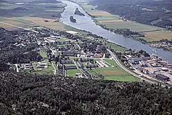 July 1988 aerial view of Lödöse