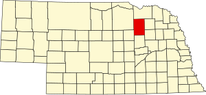 Map of Nebraska highlighting Antelope County