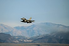 A 157th Fighter Squadron F-16 Fighting Falcon takes off, November 2014.