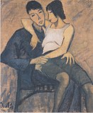 Two Lovers (Liebespaar), c. 1914, glue paint on plucking, 101.5 x 83.5 cm, private collection