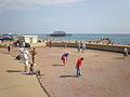 Players of the Brighton & Hove Pétanque Club on the Peace Statue Terrain, Brighton & Hove, UK