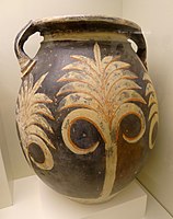 Pithos with white palm trees on a black background (1700-1650 BCE). Heraklion Archaeological Museum, Crete (photo by Olaf Tausch).