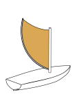 Hawaiian crab claw sail with the upper spar merged with the fixed mast
