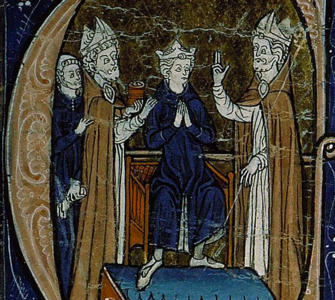 Illuminated manuscript of the Coronation of King Louis IV of France (1275–1280) (Grandes Chroniques de France Bibliothèque Sainte-Geneviève,Ms. 782)