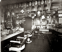 The Second-Class barber shop on board the Olympic, quite similar to the one on the Titanic
