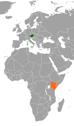 Map indicating locations of Austria and Kenya