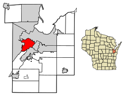 Location of Ashwaubenon in Brown County, Wisconsin.