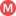 The icon for Brussels Metro.A white letter 'M' on top of a pink circle.