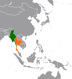 Map indicating locations of Myanmar and Thailand