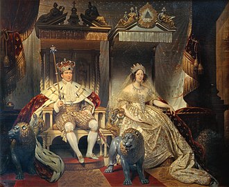 King Christian VIII and Queen Amalie in Their Coronation Robes