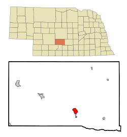 Location of Lexington within Nebraska and Dawson County