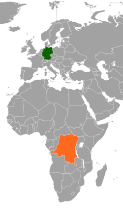 Map indicating locations of Democratic Republic of the Congo and Germany