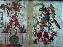 A ruler is executed by a priest of Xipe-totec. Codex Nuttal.
