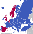 Image 16A map of Europe exhibiting the continent's monarchies (red) and republics (blue) (from Monarch)