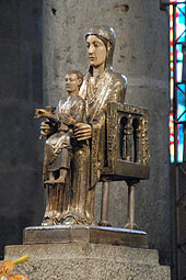 Romanesque - Madonna and Child Entroned, 12th century, walnut, silver, silvered copper and polychrome, Basilique Notre-Dame d'Orcival [fr], Orcival, France[25]