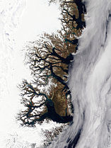 The fractal coastline of eastern Greenland, with its many fjords