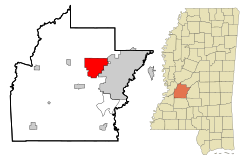 Location in Hinds County, Mississippi