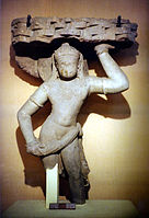 Gupta Krishna lifting Mount Govardhana, 4th to 6th century