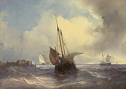 Louis Meijer Sailing ships on a choppy sea [6]