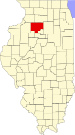 Map of Illinois highlighting Bureau County