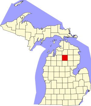 Map of Michigan highlighting Crawford County