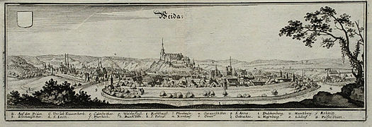 Stadt und Osterburg, Merian-Stich 1650 nach einer Zeichnung von Wilhelm Dilich