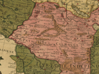 This map fragment shows territories of Oirats as in 1706 (Map Collection of the Library of Congress: "Carte de Tartarie" of Guillaume de L'Isle (1675–1726)).