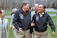 With Ronald Reagan (at Camp David on 13 April 1986)