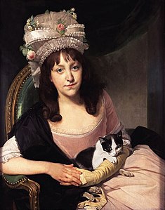 Portrait of Sophia Dumergue holding a cat (1780)