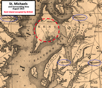 old map showing area around St. Michaels