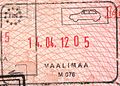 Passport exit stamp from the Finnish border checkpoint at Vaalimaa