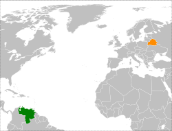 Map indicating locations of Belarus and Venezuela