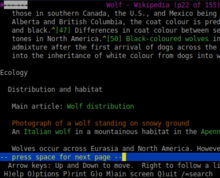 A screenshot of a Wikipedia article using alt text in the Lynx browser