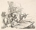 Woman and infant satyr in a landscape, from the etching series 'The Capricci'