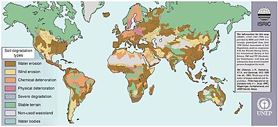 A world map showing the conditions of soil.