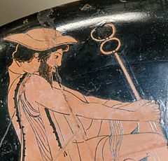 Hermes wearing a petasos and bearing a caduceus