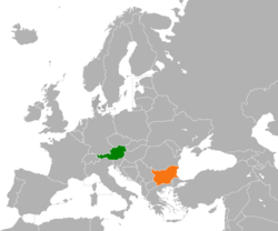 Map indicating locations of Austria and Bulgaria