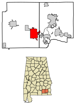 Location of Enterprise in Coffee County and Dale County, Alabama.