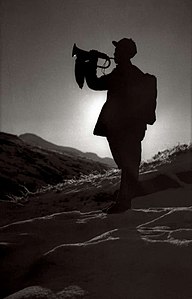 Chinese Eighth Route Army bugler during World War II. Photograph by Sha Fei.