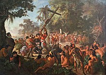 The raising of the Cross in Porto Seguro, painting by Pedro Peres, 1879