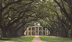 The Oak Alley Plantation house, built in 1839