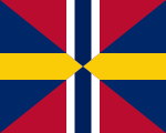 Union mark used in Swedish flags 1844–1905, with proportions 5:4. This version of the union mark was also used as a common naval jack by the navies of both countries, and as their common diplomatic flag. Norwegian flags had a square union mark.