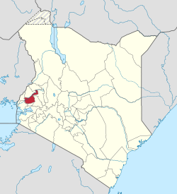 The Wanga Kingdom is located in Kakamega County, Western Province, Kenya. Kakamega County is shaded red on this map
