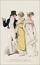Kensington Garden dresses for June, fashion plate from Le Beau Monde, 1808