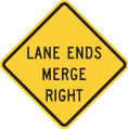 W9-2R Lane ends merge right
