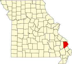 Karte von Cape Girardeau County innerhalb von Missouri
