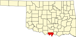 Karte von Love County innerhalb von Oklahoma
